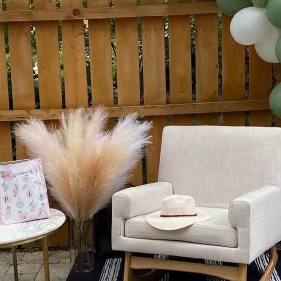 White Faux Pampas Grass Tall Boho Decor bundle of 3 43” tall - Picture 5 of 6